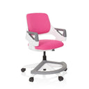 Chaise pivotante pour des enfants KID FLEX rose avec structure blanche et accoudoirs gris de hjh OFFICE
