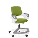 Chaise pivotante pour des enfants KID FLEX vert olive avec cadre blanc et accoudoirs gris de hjh OFFICE