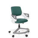 Chaise pivotante pour des enfants KID FLEX bleu pétrole avec structure blanche et accoudoirs gris de hjh OFFICE