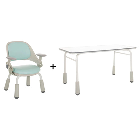 Ensemble de chaises pour enfants KID GRO SET avec assises bleu clair et bureau blanc de hjh OFFICE