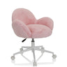 Chaise pivotante pour des enfants KID TEDDY rose avec housse fluffy et pied en étoile blanc à roulettes de hjh OFFICE