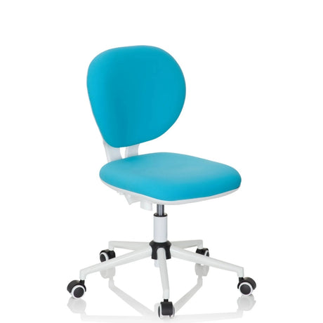 Chaise pivotante pour des enfants KID VIVO turquoise avec pied en étoile blanc et cinq roulettes de hjh OFFICE
