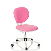 Chaise pivotante pour des enfants KID VIVO en rose avec piètement blanc et roulettes de hjh OFFICE