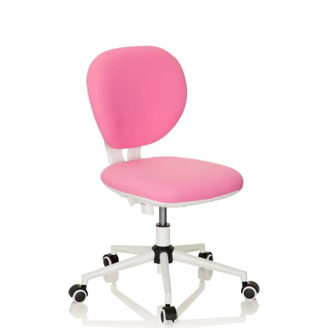 Chaise pivotante pour des enfants KID VIVO en rose avec piètement blanc et roulettes de hjh OFFICE