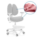 Ensemble de housses de rechange roses KID WING COVER pour chaise de bureau avec vue détaillée du tissu élastique de hjh OFFICE