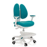 Chaise pour enfants KID WING bleue avec structure blanche, deux dossiers et un repose-pieds de hjh OFFICE