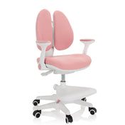 Chaise pour enfants KID WING rose avec structure blanche, repose-pieds et roulettes de hjh OFFICE