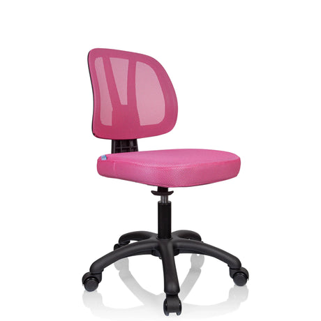 Chaise pivotante pour des enfants KID YU 200 rose avec revêtement en maille et piètement noir à roulettes de hjh OFFICE