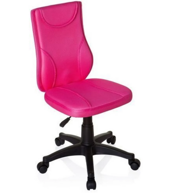 Chaise pivotante pour des enfants KIDDY BASE rose avec revêtement en maille et piètement noir à roulettes de hjh OFFICE
