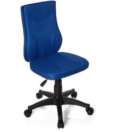 Chaise pivotante pour des enfants KIDDY BASE bleue avec revêtement en tissu et piètement noir à roulettes de hjh OFFICE