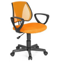 Chaise pivotante pour des enfants KIDDY CD en orange avec dossier en maille et accoudoirs noirs de hjh OFFICE