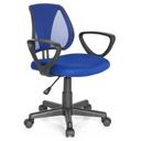 Chaise pivotante pour des enfants KIDDY CD bleu foncé avec dossier en maille et accoudoirs noirs de hjh OFFICE