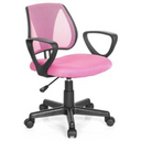 Chaise pivotante pour des enfants KIDDY CD rose avec dossier en maille et accoudoirs noirs de hjh OFFICE