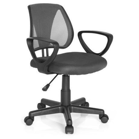 Chaise pivotante pour des enfants KIDDY CD grise avec dossier en maille et accoudoirs de hjh OFFICE