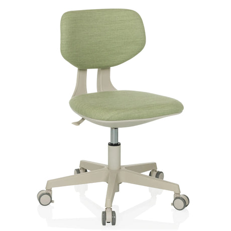 Chaise pivotante pour des enfants KIDDY CLASSIC avec revêtement en tissu vert et piètement beige sur roulettes de hjh OFFICE