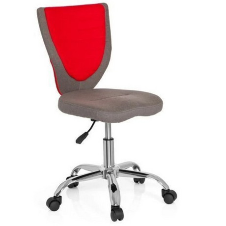 Chaise pivotante pour des enfants KIDDY COMFORT en gris et rouge avec pied en métal brillant et roulettes de hjh OFFICE