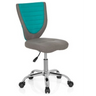 Chaise pivotante pour des enfants KIDDY COMFORT grise avec accent turquoise sur le dossier et piètement brillant de hjh OFFICE