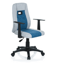 Chaise pivotante pour des enfants KIDDY EXTRA en gris et bleu avec accoudoirs et roulettes noirs de hjh OFFICE