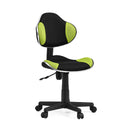 Chaise pivotante pour des enfants KIDDY GTI-2 en noir-vert avec revêtement en maille et roulettes de hjh OFFICE