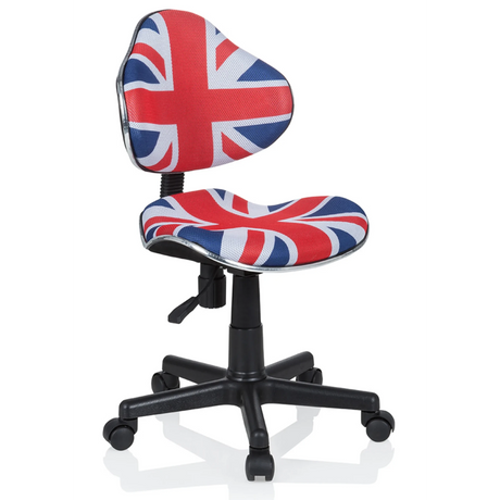 Chaise pivotante pour des enfants KIDDY GTI-2 avec motif Union Jack en bleu, rouge et blanc de hjh OFFICE