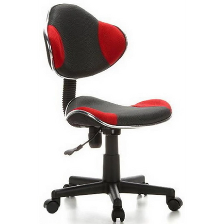 Chaise pivotante pour des enfants KIDDY GTI-2 gris-rouge avec revêtement en maille et piètement à roulettes de hjh OFFICE