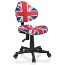 Chaise pivotante pour des enfants KIDDY GTI-2 avec motif Union Jack en bleu, rouge et blanc de hjh OFFICE