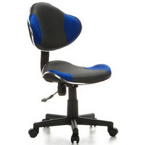 Chaise pivotante pour des enfants KIDDY GTI-2 en gris et bleu avec revêtement en maille et pied à roulettes de hjh OFFICE
