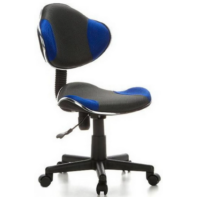 Chaise pivotante pour des enfants KIDDY GTI-2 en gris et bleu avec revêtement en maille et pied à roulettes de hjh OFFICE