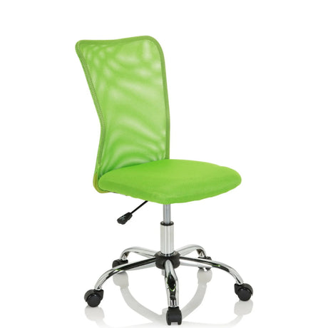 Chaise pivotante pour des enfants KIDDY NET I avec revêtement en maille verte et pied en étoile chromé de hjh OFFICE