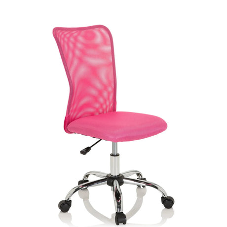 Chaise pivotante pour des enfants KIDDY NET I rose avec dossier en maille et pied brillant de hjh OFFICE