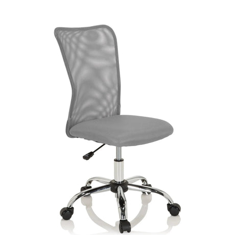 Chaise pivotante pour des enfants KIDDY NET I grise avec revêtement en maille et piètement en métal brillant de hjh OFFICE