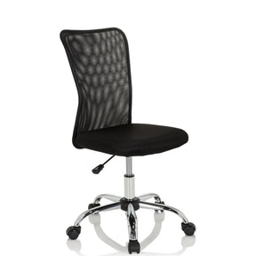 Chaise pivotante pour des enfants KIDDY NET I noire avec dossier en maille et pied brillant de hjh OFFICE