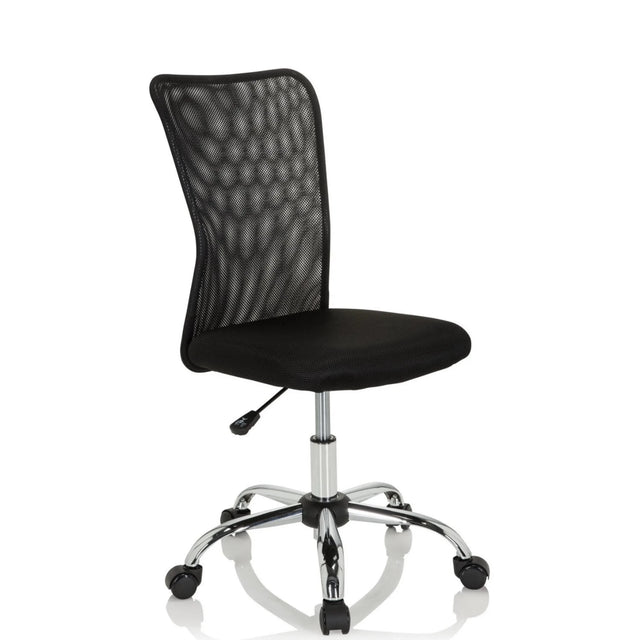 Chaise pivotante pour des enfants KIDDY NET I noire avec dossier en maille et pied brillant de hjh OFFICE