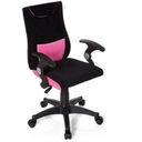 Chaise pivotante pour des enfants KIDDY PRO AL en noir-rose avec accoudoirs et roulettes de hjh OFFICE