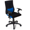 Chaise pivotante pour des enfants KIDDY PRO AL en noir et bleu avec accoudoirs et roulettes de hjh OFFICE