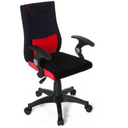 Chaise pivotante pour des enfants KIDDY PRO AL en noir et rouge avec accoudoirs et pied à roulettes de hjh OFFICE