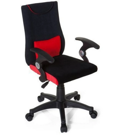 Chaise pivotante pour des enfants KIDDY PRO AL en noir et rouge avec accoudoirs et pied à roulettes de hjh OFFICE