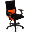 Chaise pivotante pour des enfants KIDDY PRO AL en noir-orange avec accoudoirs et piètement à roulettes de hjh OFFICE