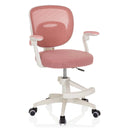 Chaise pivotante pour des enfants KIDDY SMART rose avec dossier en maille et structure blanche de hjh OFFICE