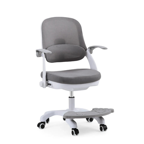 Chaise pivotante pour enfants Kiddy Smart Step en gris clair avec revêtement en maille et un repose-pieds intégré de hjh OFFICE