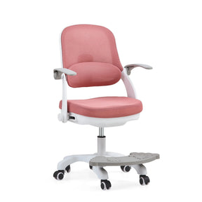 Chaise pivotante pour enfants Kiddy Smart Step en rose avec structure blanche et repose-pieds intégré de hjh OFFICE