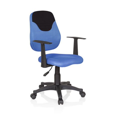 Chaise pivotante pour des enfants KIDDY STYLE bleu et noir avec revêtement en maille et accoudoirs de hjh OFFICE