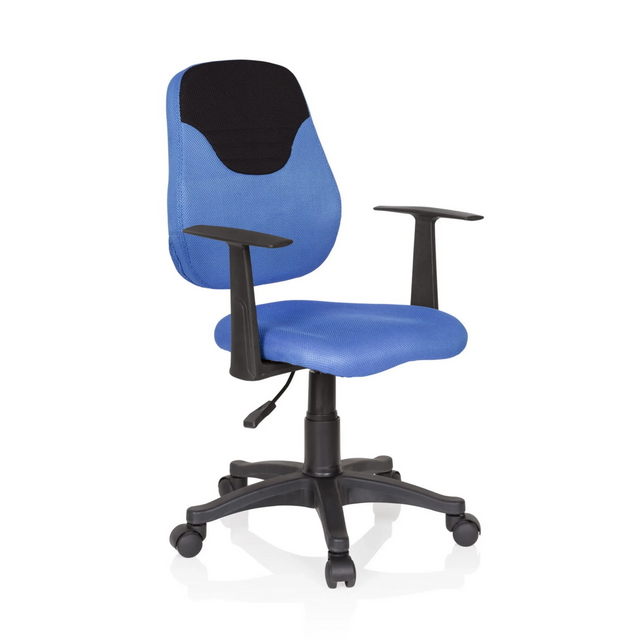 Chaise pivotante pour des enfants KIDDY STYLE bleu et noir avec revêtement en maille et accoudoirs de hjh OFFICE
