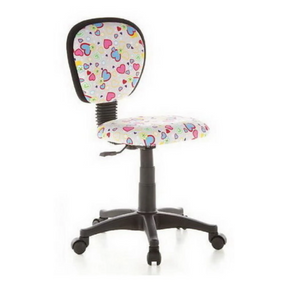 Chaise pivotante pour des enfants KIDDY TOP avec motif de cœurs colorés, structure noire et roulettes de hjh OFFICE