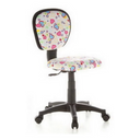 Chaise pivotante pour des enfants KIDDY TOP avec motif de cœurs colorés, structure noire et roulettes de hjh OFFICE