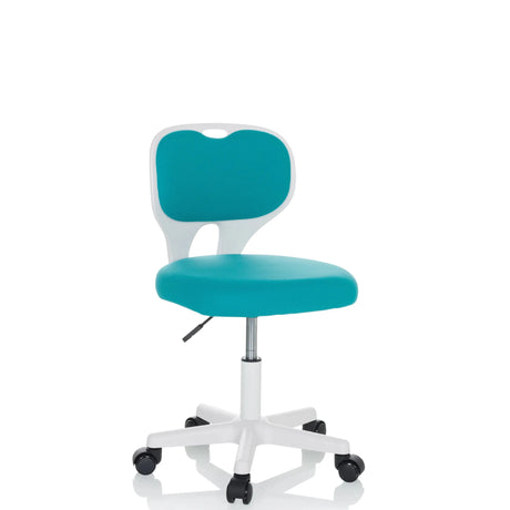Chaise pivotante pour des enfants KIDDY TOP W bleue avec structure blanche et roulettes de hjh OFFICE