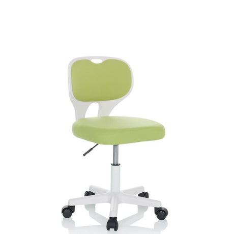 Chaise pivotante pour des enfants KIDDY TOP W verte avec structure blanche et roulettes de hjh OFFICE