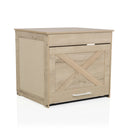 Maison pour chat KITTY PAWBOX 1 aspect chêne avec renfort en X à l'avant et poignée blanche de hjh LIVING