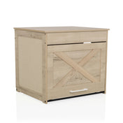 Maison pour chat KITTY PAWBOX 1 aspect chêne avec renfort en X à l'avant et poignée blanche de hjh LIVING