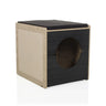Maison pour chat KITTY PAWBOX 2 en noir et chêne avec ouverture circulaire et coussin de hjh LIVING